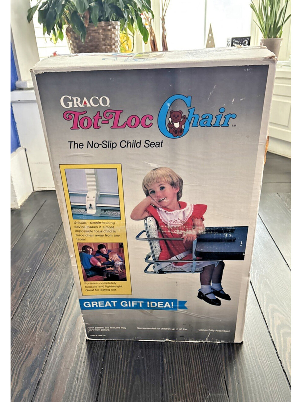 VTG Graco Tot-Loc Chair Clip On Table Top Portable CONFETTI BEAR Booster Seat